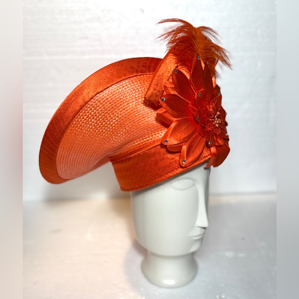 Vibrant Orange Floral Fascinator Hat